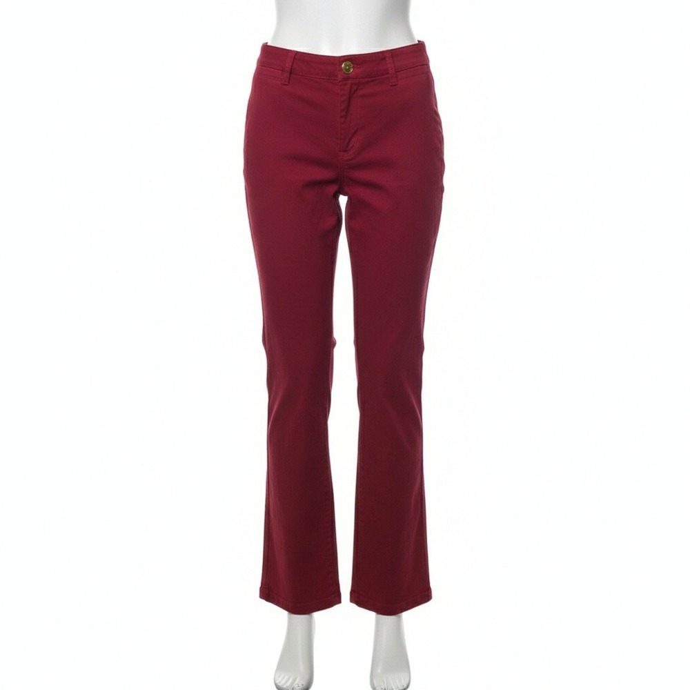 Draper James Dress Pants 4 Burgundy Red Welt Pocket Bootcut Flare Career Office